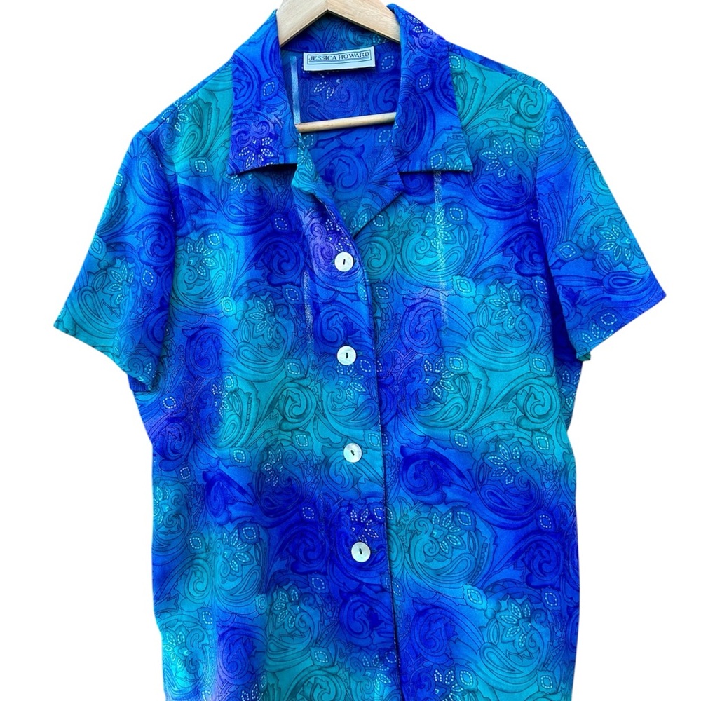 Jessica Howard 90’s Grannycore Blouse Shirt Button Up Paisley